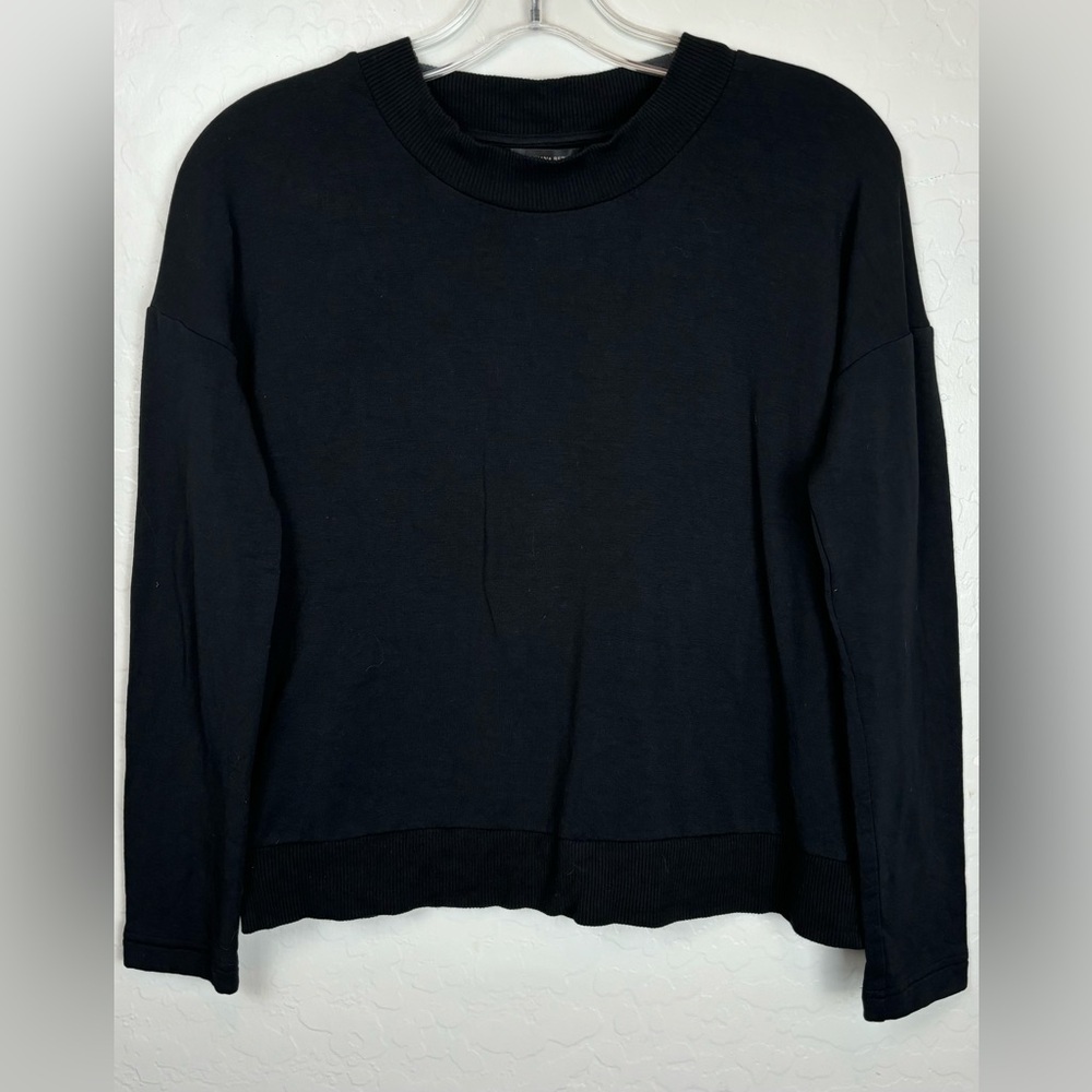 Banana Republic Cloud Terry LS Popover Sweatshirt Black XS 0823